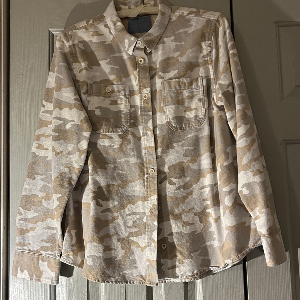 Ll Bean Heritage Camouflage Button-Up Shirt, sz L